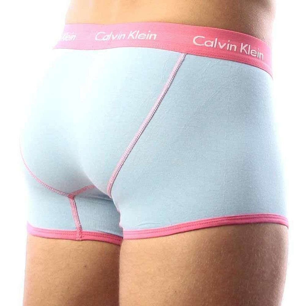 Мужские трусы хипсы светло-голубые с розовой резинкой Calvin Klein 365 Blue Pink Boxer CK16104