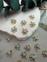 Подвеска "Снежинка" с фианитами, позолота 14к, 11 мм