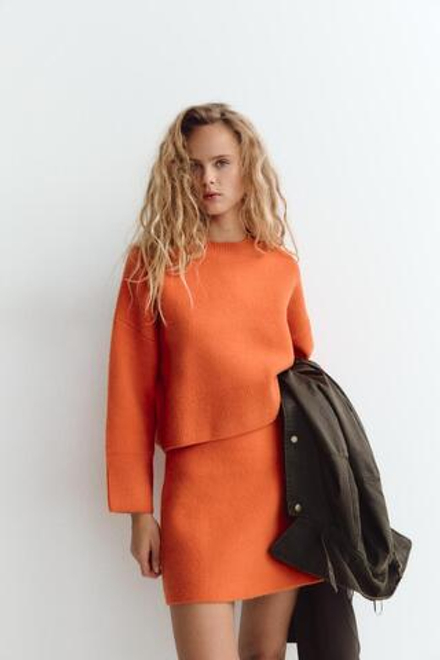 ZARA ОДНОТОННЫЙ СВИТЕР, ОРАНЖЕВЫЙ