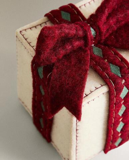 ZARA HOME МАЛЕНЬКИЙ СВЕТЯЩИЙСЯ НАПОЛЬНЫЙ РОЖДЕСТВЕНСКИЙ ПОДАРОК, ЖЕЛТОВАТО-БЕЛЫЙ