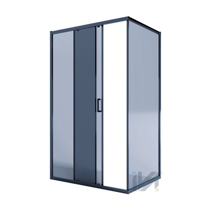 Душевое ограждение IVA E4SB129T 1200х900х2000 открывание дверей раздвижное, стекло тонированное, толщина стекла 6 мм, цвет профиля черный