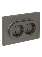 FORTE&PIANO Розетка 2-местная с заземлением с защитными шторками безвинтовое крепление 16А FP523 сталь IEK