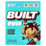 Built, Puff, протеиновые батончики, кусочки теста для печенья, 4 батончика по 44 г (1,55 унции)
