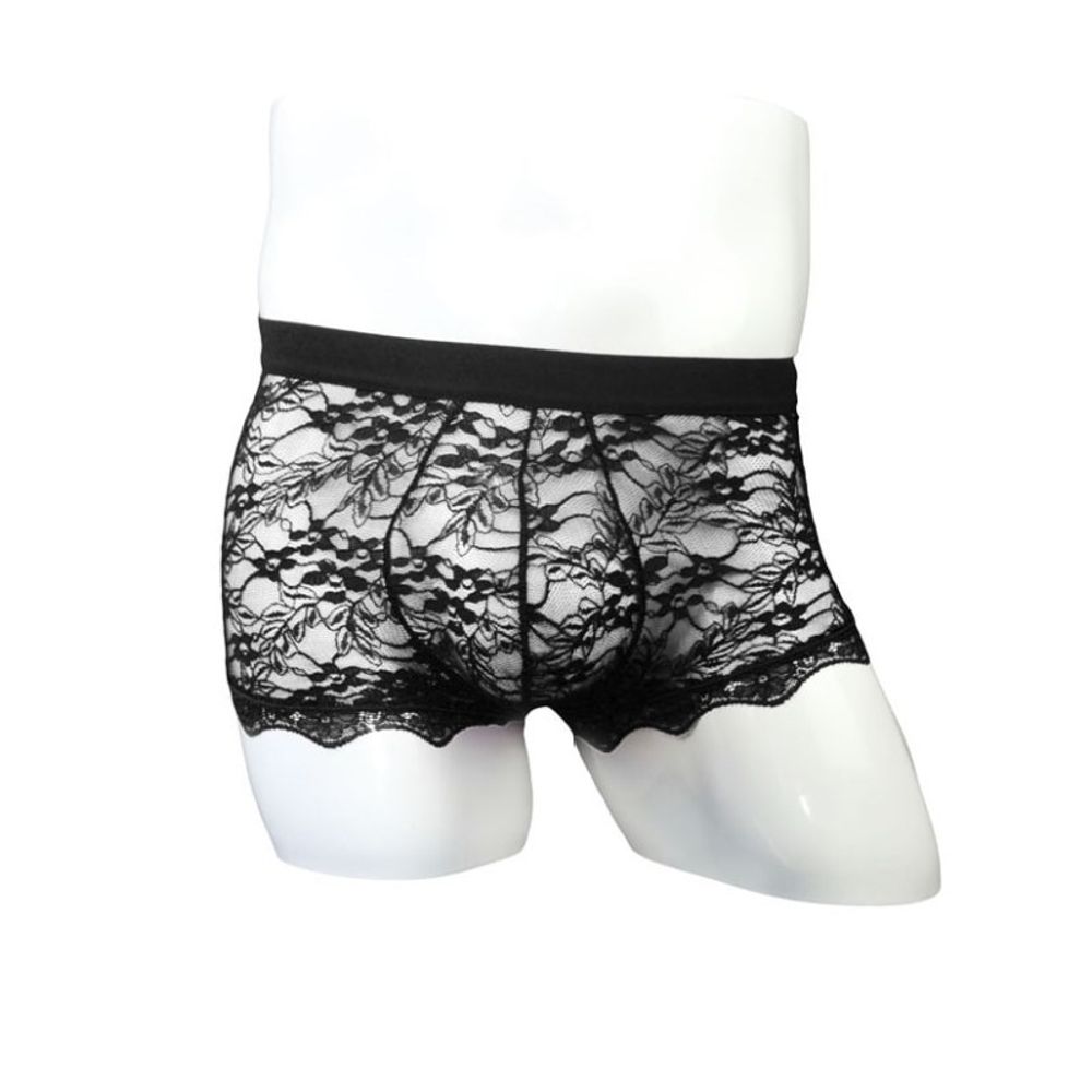 Мужские трусы боксеры черные кружевные Romeo Rossi RR6097-2
