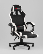 Кресло спортивное TopChairs Prophet с оттоманкой черно-белый