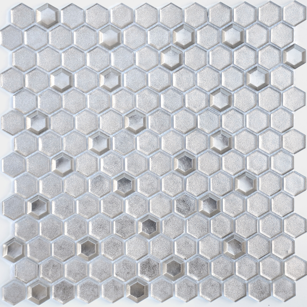 Стеклянная мозаика LeeDo: Alchimia - Argento grani hexagon 13x23x6