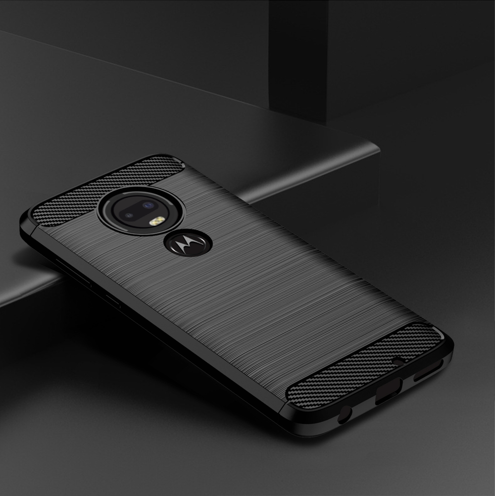 Чехол для Motorola Moto G7 (G7 Plus) цвет Black (черный), серия Carbon от Caseport