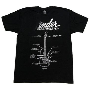 Футболка Электрогитара Fender Stratocaster ( строение )