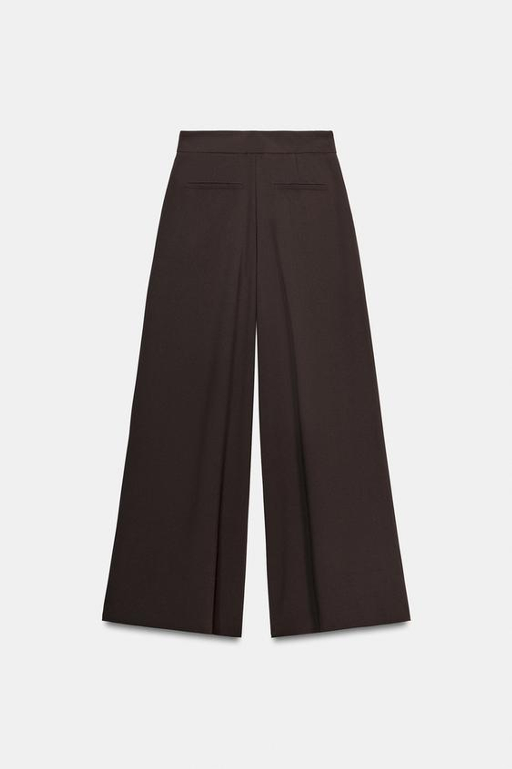 ZARA БРЮКИ ПАЛАЦЦО С ЗОЛОТОЙ ПУГОВИЦЕЙ, КОРИЧНЕВЫЙ