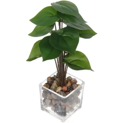 Цветочная композиция в стеклянном горшке «Филодендрон» 10*22см HL-20