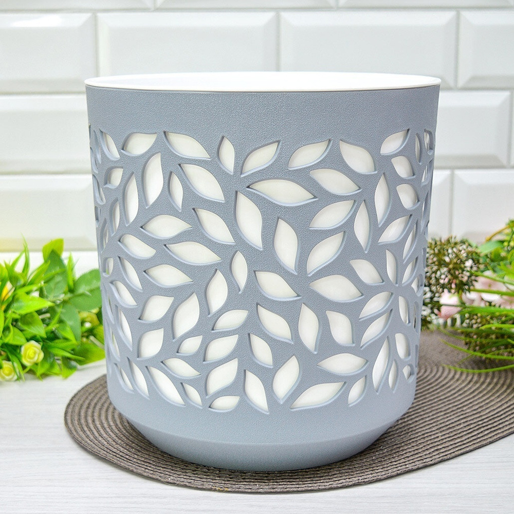Кашпо Leaves 8л, серый/белый