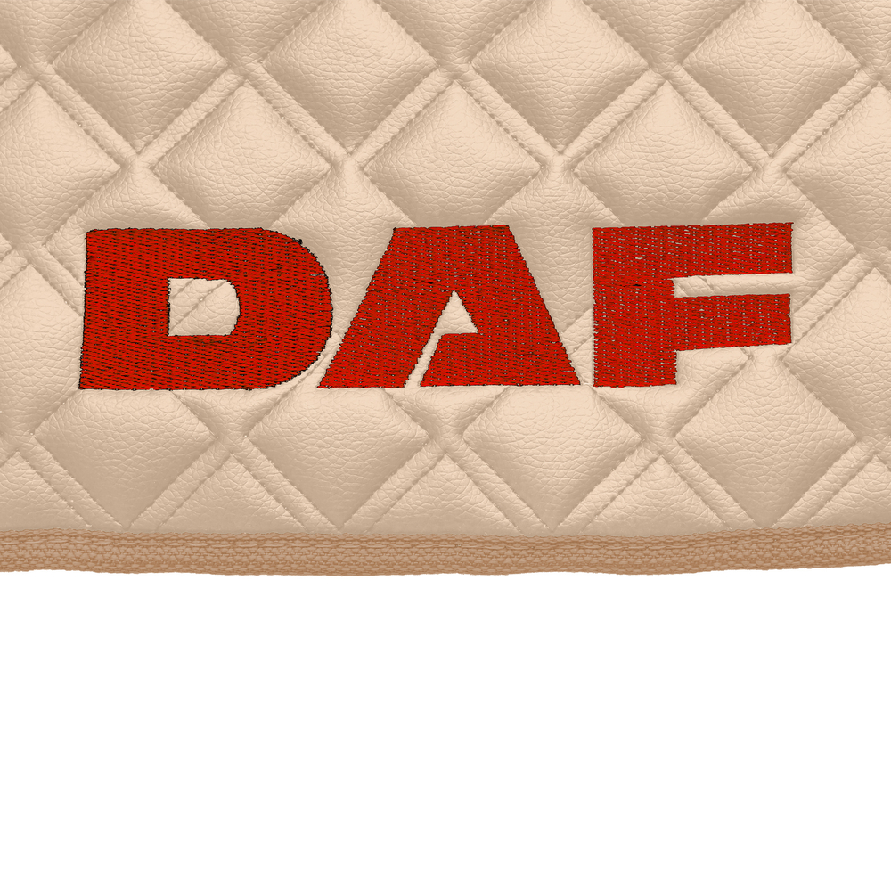 Ковры Daf XF-105 с 2006 года (механика) (экокожа, бежевый, бежевый кант, красная вышивка)