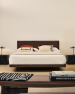 Изголовье Norlen из орехового шпона с темной отделкой и подсветкой 180 x 200