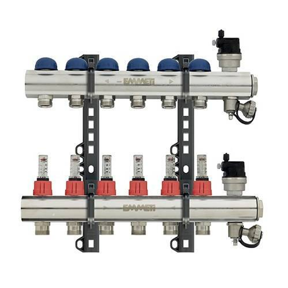 Коллекторная группа для теплого пола EMMETI TOPWAY - 1* на 5 контуров 3/4*EK с пластиковымидержателями
