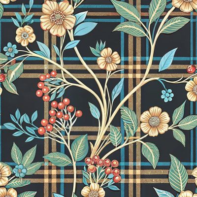 Цветы и ягоды на клетке