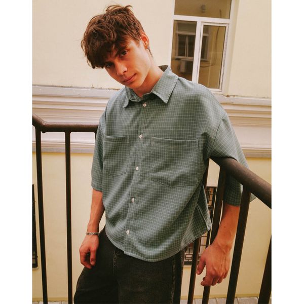 Рубашка Укороченная Зеленый - фото 2