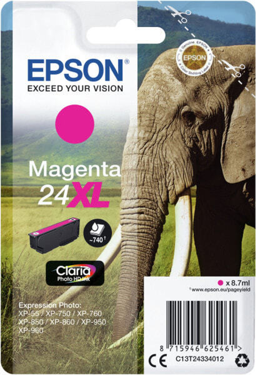 Картридж струйный Подлинный Пурпурный Epson Elephant C13T24334022 1 шт