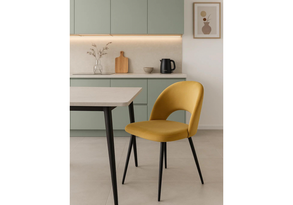 Стул на металлокаркасе Woodville Ирре confetti chai tea, черный глянец, ножки черные