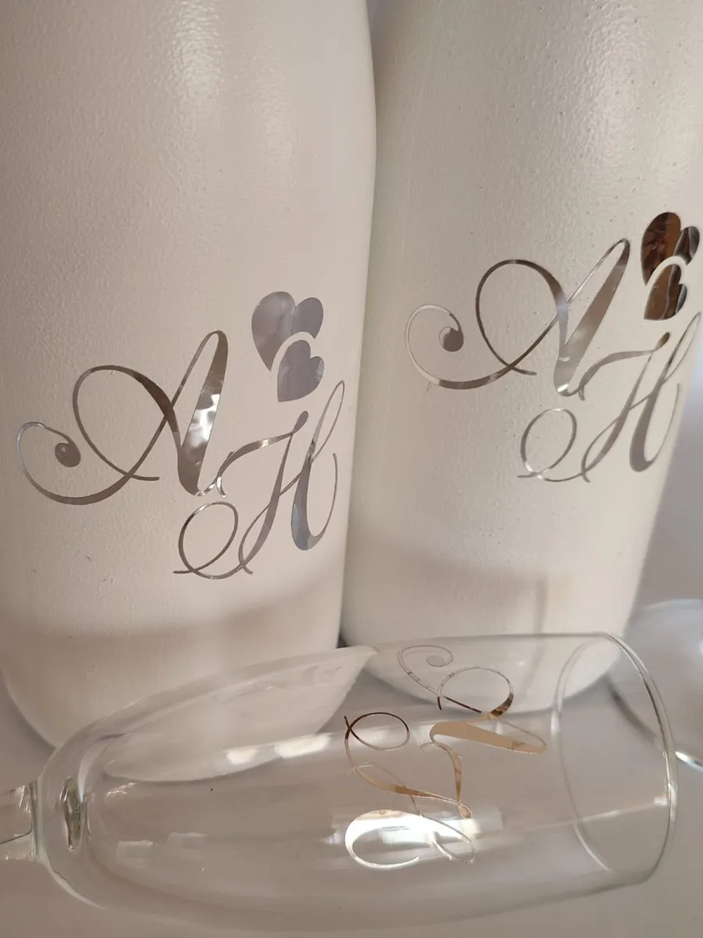 Наклейки свадебные зеркальное серебро инициалы " Б "