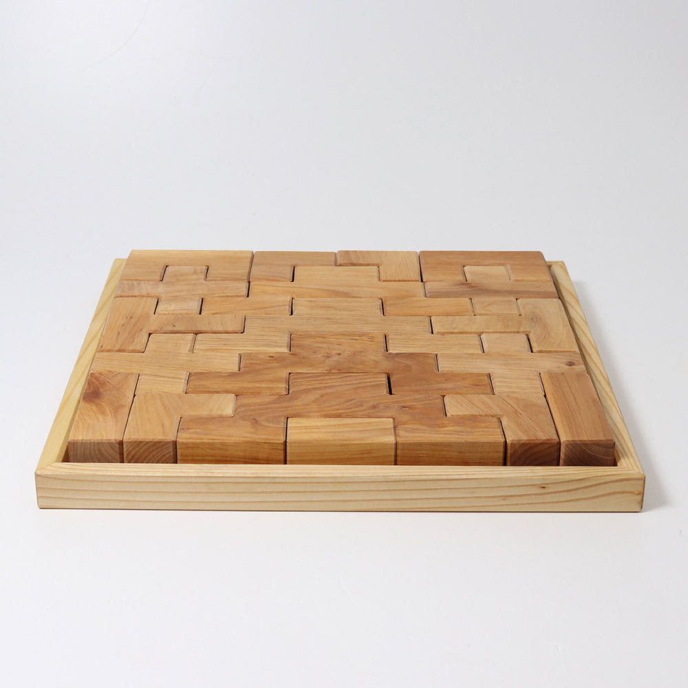 Деревянный конструктор "Лесенки" не окрашенный, поддон, 19 деталей