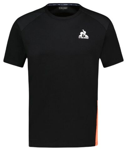 Теннисная футболка Le Coq Sportif Training T-Shirt Short Sleeve N°1 - black/orange perf