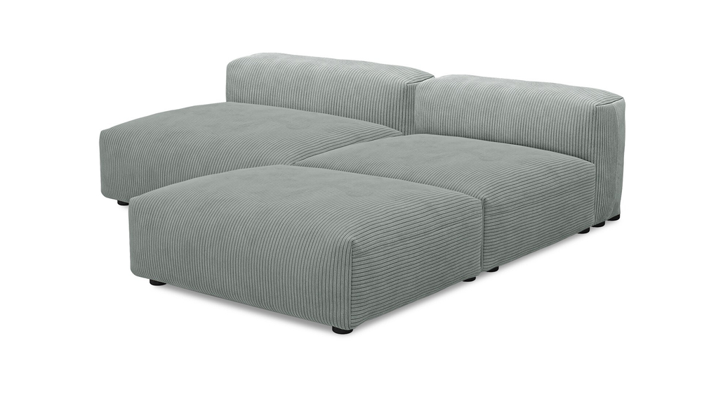 Угловой диван Фиджи большой и глубокий (Еврокнижка) Cilium Steel 210*242*62 см, Серый Вельвет Еврокнижка Фиеста