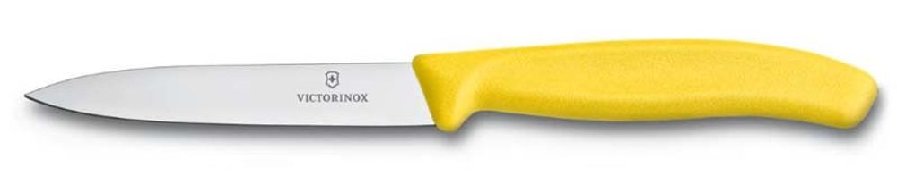 Яркий нож для овощей SwissClassic 10 см жёлтый с прямым лезвием VICTORINOX 6.7706.L118