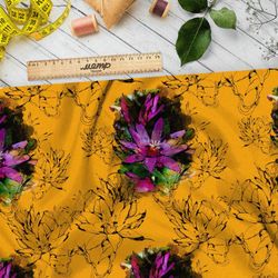 Ткань дюспо фиолетовый цветок с тенью