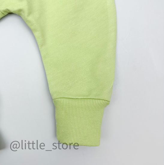 Брючки из футера "Летние цветы" сочный лайм