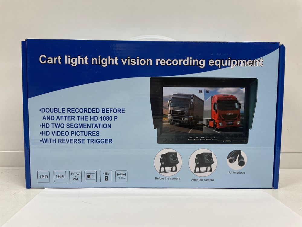 Комплект видеонаблюдения для грузовика (автобуса) 12/24В с функцией видеорегистратора (2 камеры инфракрасные + монитор) (35х20х9.5см, 1.4кг)