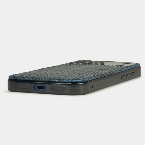 Чехол-накладка для iPhone 17 Pro Max - кожа питона, синий