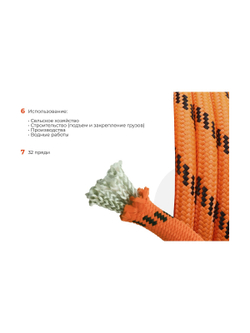 Плетеная веревка Gigant п/п, 32 пряди, 16 мм х 50 м HRS-19