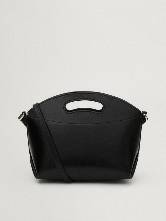 Massimo Dutti Мини-сумка через плечо из кожи наппа, черный