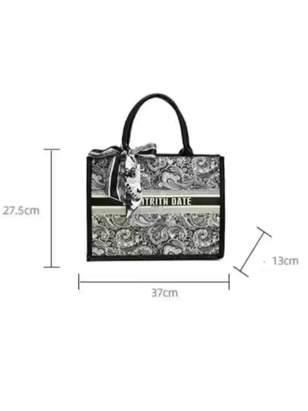 Сумка для учебы большая а4 тоут черная y2k с бантиком