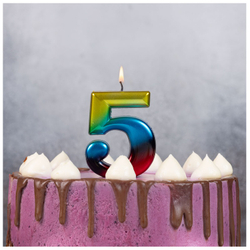 Свечи-цифры Радуга 8 см