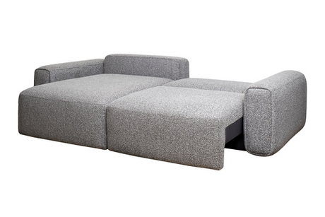 Диван трехместный Турин(Turin)(2 секции) с канапе и мех черно/серый Santo1606 255x163,5xx68см Garda Decor