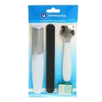 Педикюрный набор на блистере, 4 предметов «Ultramarine» (терка для ног, лезвия, пилка нождачная и нож педикюрный)✦