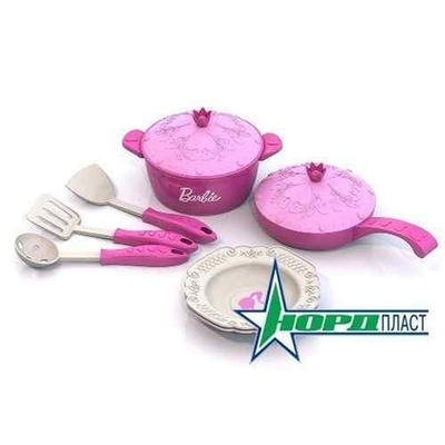 Набор кухонной посудки БАРБИ (9 предметов в сетке) 637