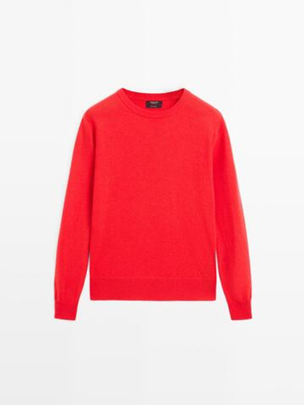 Massimo Dutti Кашемировый свитер с круглым вырезом, оранжевый