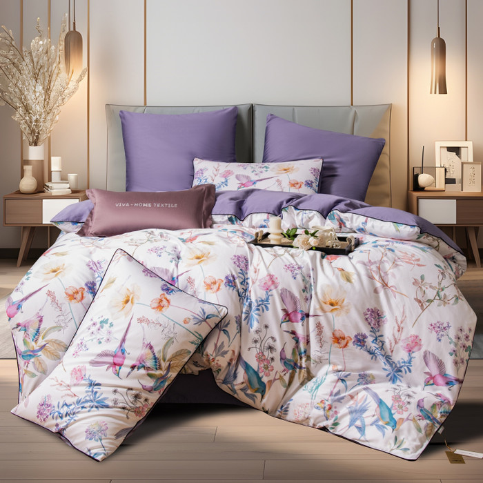 Комплект постельного белья на резинке Сатин Премиум «Райские птицы»