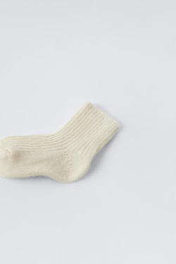 ZARA НОСКИ ИЗ СМЕСОВОГО КАШЕМИРА, ЭКРЮ