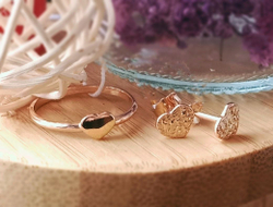 Серебряное тонкое кольцо Сердечко 925 пробы с позолотой, арт.0007-02