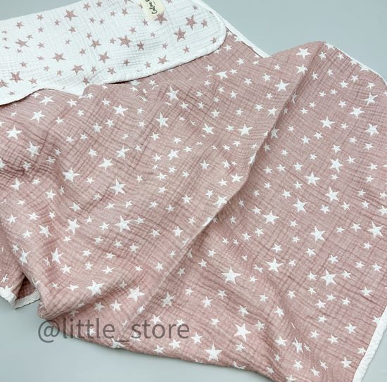 Плед-одеяло из муслина, Розовые звезды