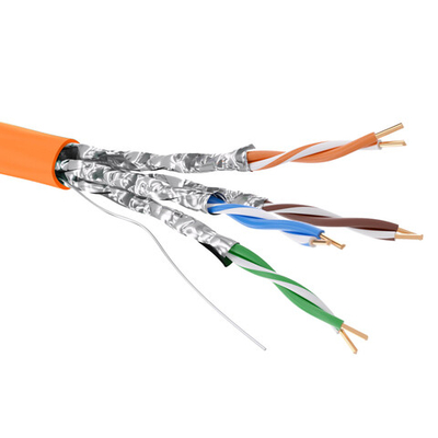 Кабель витая пара кат. 6А экранированный U/FTP, 4 пары, нг(А)-HF, цвет внешней оболочки оранжевый, бухта 500 м