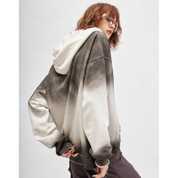 Худи Zip OPM тай-дай белый / серый - фото 5