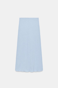 ZARA ЮБКА МИДИ С ТЕКСТУРОЙ, ГОЛУБОЙ