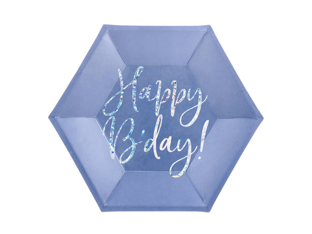 Тарелка Happy B'day! синяя 20см 6шт