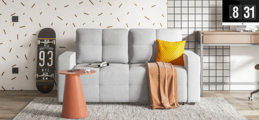 Диван Денди двухместный Велюр Монолит сталь