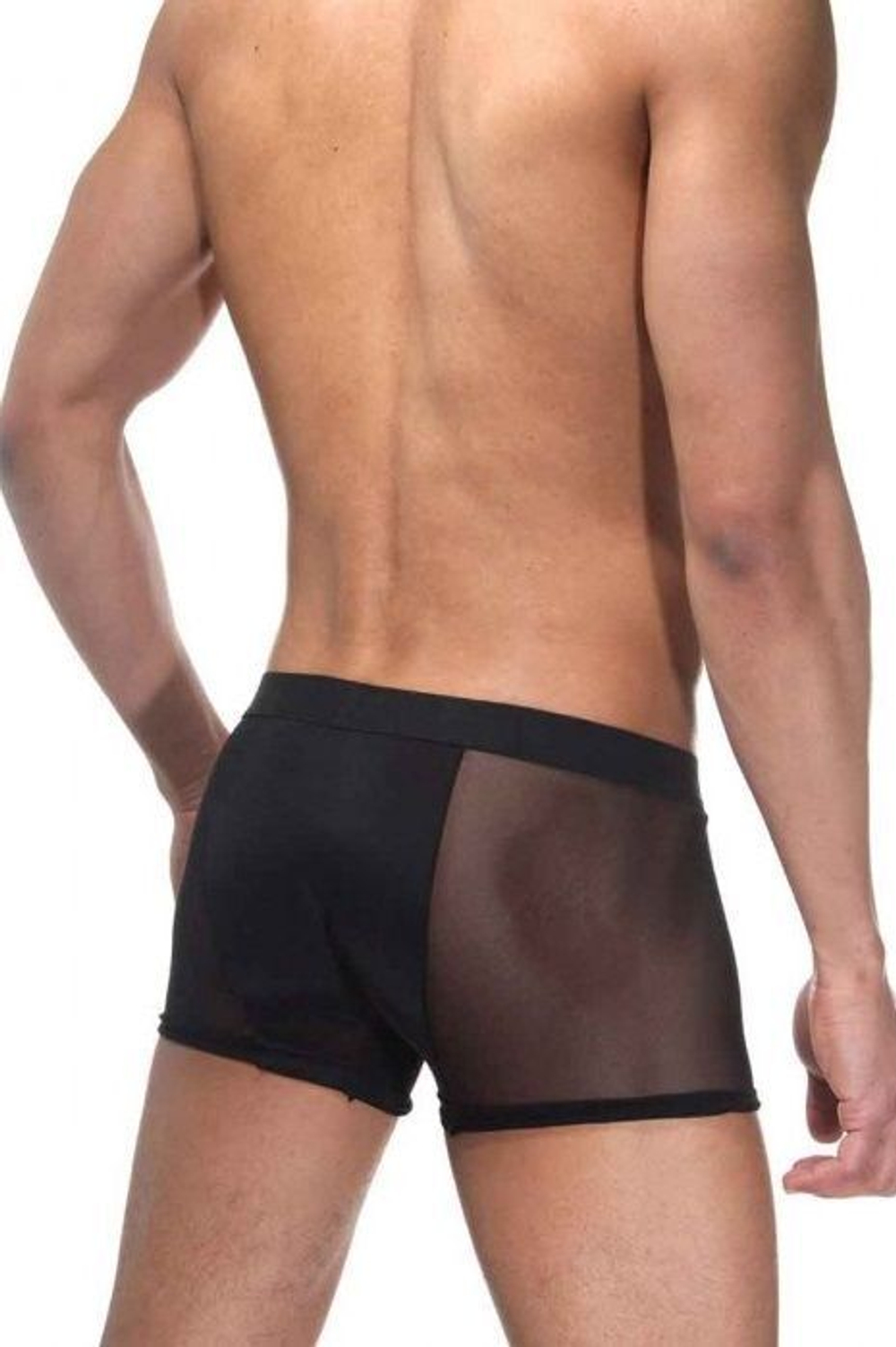 Черные мужские трусы-боксеры с прозрачными вставками по бокам (Размер: L-XL) (Цвет: черный)
