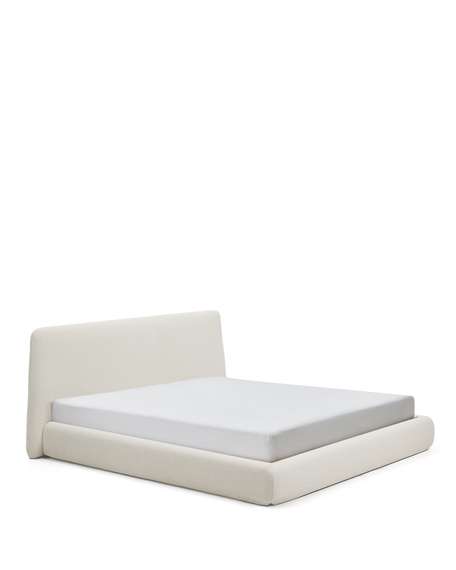 Кровать Martina со съемным чехлом из шенилла цвета экрю 180 x 200